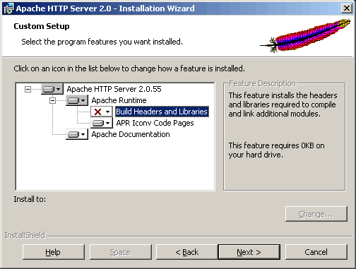 Apache - Install options (2) Apache - Install options (2)